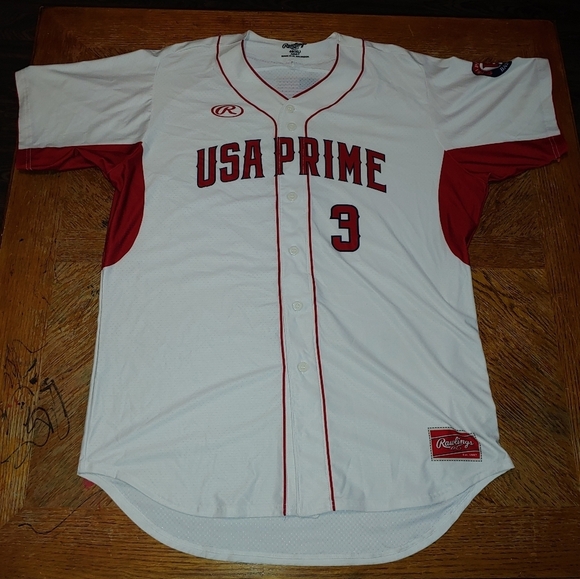 rawlings usa prime jersey #3 White And Red size XL. In great shape has some mino - Picture 1 of 8
